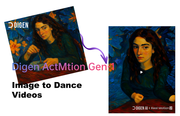 Digen ActMtion Gen-1 is Here: Generate Full-Body Dance Videos from a Single Image